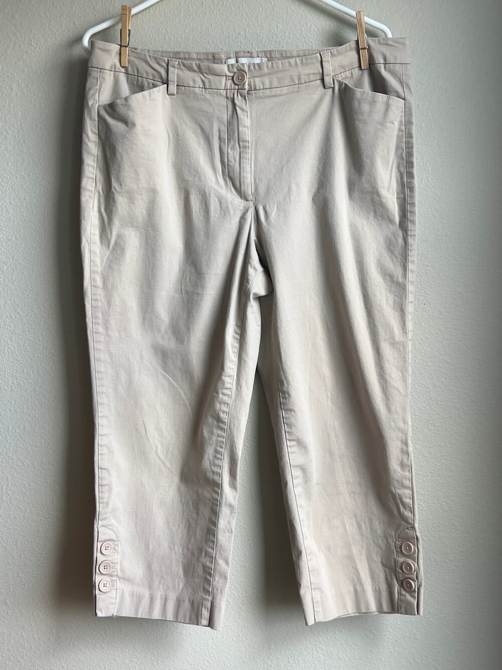 Talbots Khaki Tan Cotton Blend Cropped Pedal Pusher Pants Size 12